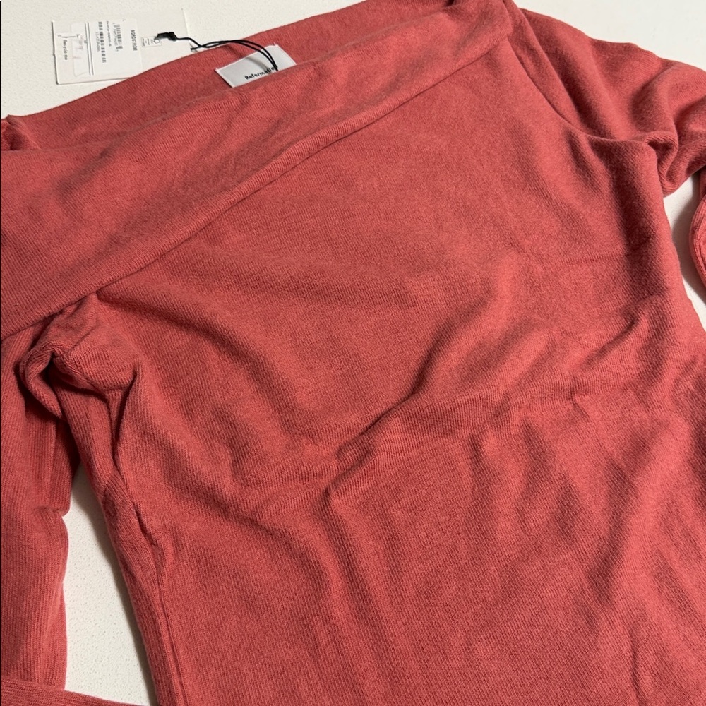 Reformation One-Shoulder Sweater in Rosewood - Picture 9 of 13
